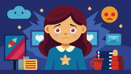 An animated movie following a girl with bipolar disorder who learns to manage her moods and emotions and becomes a successful artist.. Vector illustration