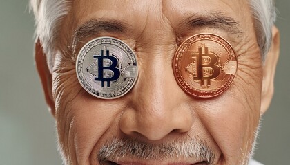 【投資】目がビットコインになる投資家の老人