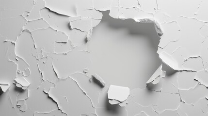 A detailed image depicting a cracked and broken white surface in various large fragments.