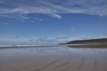 the reflections on saunton sands as far as you can sea