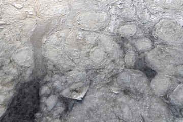 the frozen surface of the river in the winter season