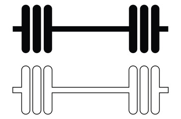 Fototapeta premium silhouette barbell or dumbell on a white background, vector illustration. eps 10