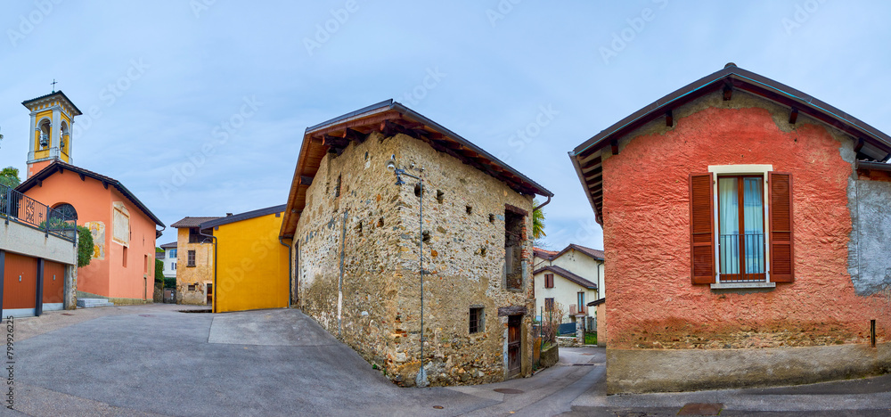 Canvas Prints Scenic historic houses in small village Savosa, Switzerland