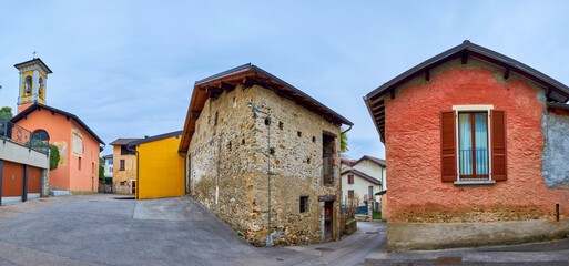 Scenic historic houses in small village Savosa, Switzerland