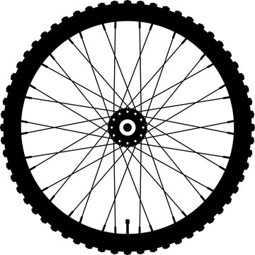 Realistic 3d bicycle wheels. Bike rubber tyres, metal spokes and rims. Fitness cycle, sport, road, touring, mountain bike tyre. Bicycle wheel symbol. Valve. Motor Bike. Vector illustration