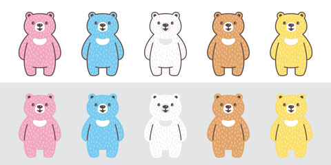 Bear polar icon doll teddy vector pastel fur pet cartoon character logo symbol illustration clip art isolated design