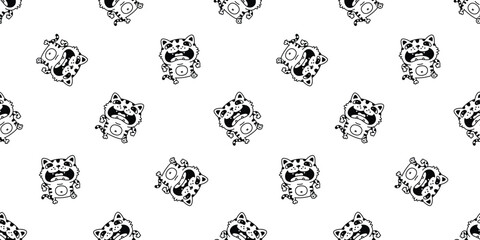 cat seamless pattern kitten running calico walking vector neko munchkin pet cartoon doodle tile background gift wrapping paper repeat wallpaper illustration isolated design
