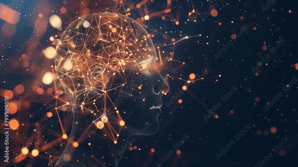 Poster psychological intelligence, illustrating the intricate cognitive processes and complex functions of 