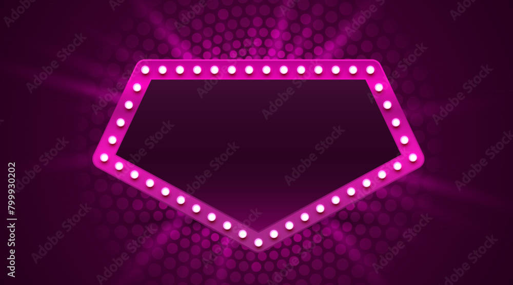 Poster light frame label, event bar casino, show signboard. vector illustration