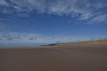 the large beach of Saunton sands giving the effect of a desert in the uk