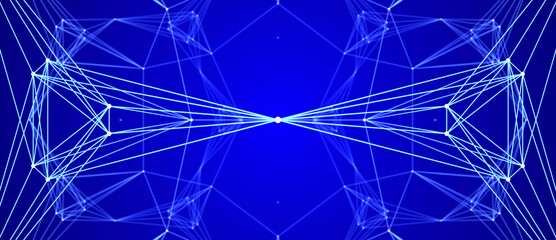 Abstract digital background of points and lines. Glowing plexus. Big data. Network or connection. Abstract technology science background. 3d rendering