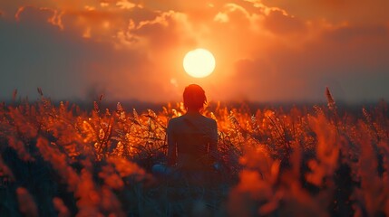 Obraz premium Meditation in the Evening Glow