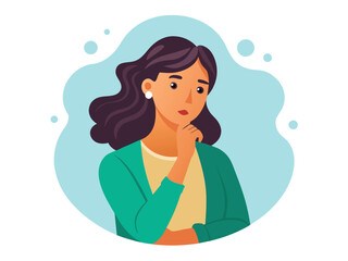 Concerned woman facing challenges, Overcoming obstacles  vector cartoon illustration.