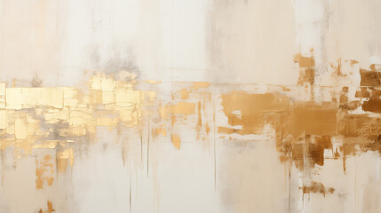 Elegant Abstract Gold Leaf Art, Luxurious White and Gold Texture with Copy Space