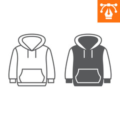 Hoody line and solid icon, outline style icon for web site or mobile app, clothes and sportswear, sweatshirt vector icon, simple vector illustration, vector graphics with editable strokes.