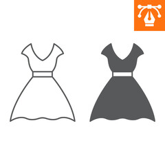 Dress line and solid icon, outline style icon for web site or mobile app, clothes and shopping, gown vector icon, simple vector illustration, vector graphics with editable strokes.