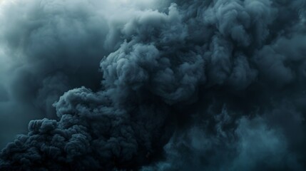 Ominous ash clouds billow fiercely in the sky, embodying the raw power of nature during a volcanic event. - obrazy, fototapety, plakaty