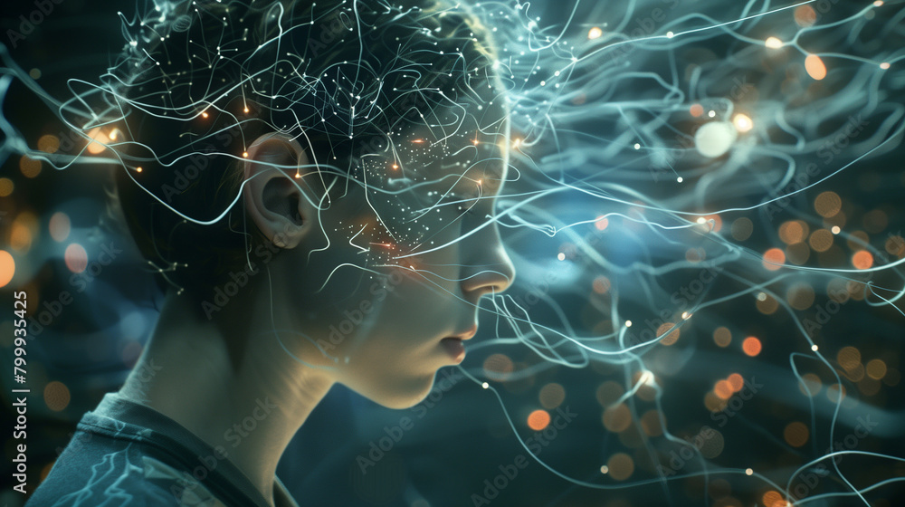 Poster a world where brain-computer interfaces allow people to communicate telepathically, revolutionizing 