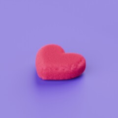 3d fluffy rose on purple background