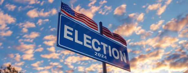 The placard that reads ELECTION 2024, American election 2024