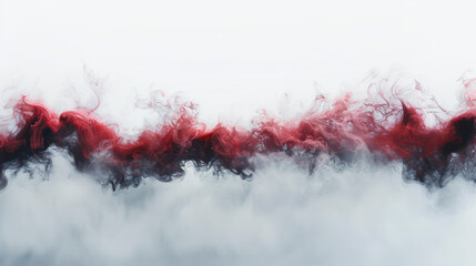 Abstract Red and black Smoke on White Background