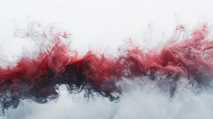 Abstract Red and black Smoke on White Background