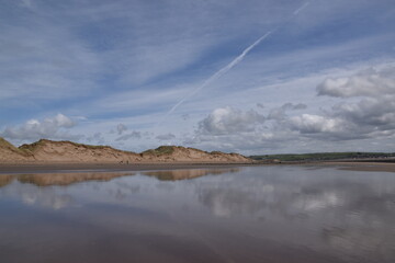 the reflections on saunton sands as far as you can sea