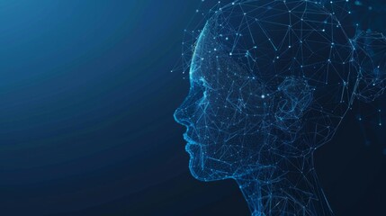 Obraz premium 3D wireframe rendering of an AI human figure in the holographic style