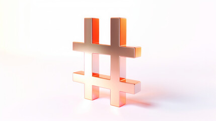 Obraz premium Metallic Orange Hashtag Symbol with Reflection