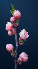 blooming tree branch of cherry blossom bud flowers in spring