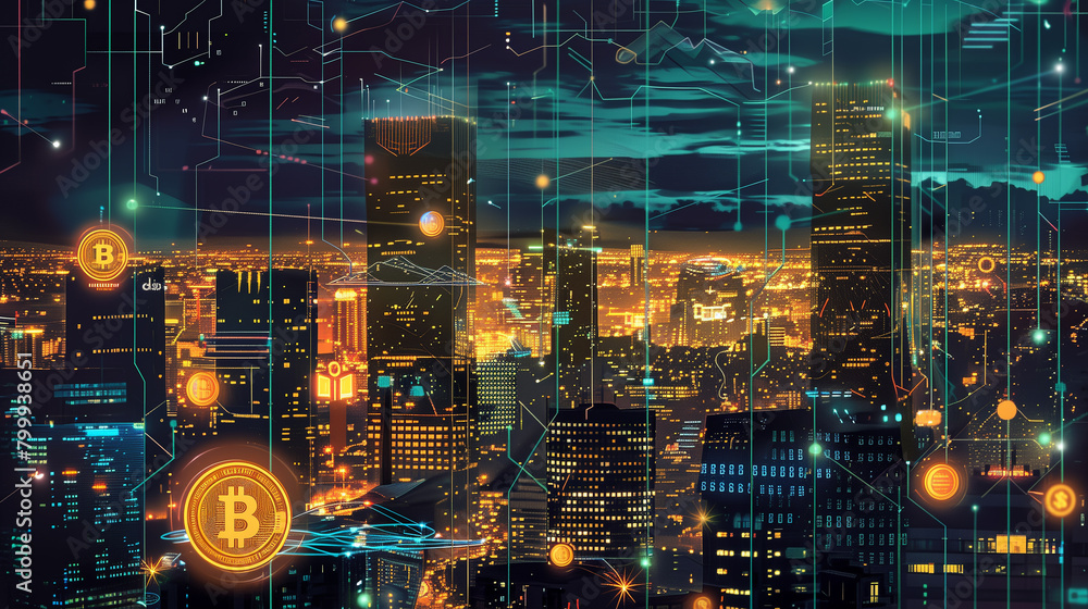 Poster a society where universal basic income is facilitated by automated wealth distribution systems power