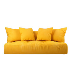 Modern yellow leather sofa isolated on white background 3D rendering