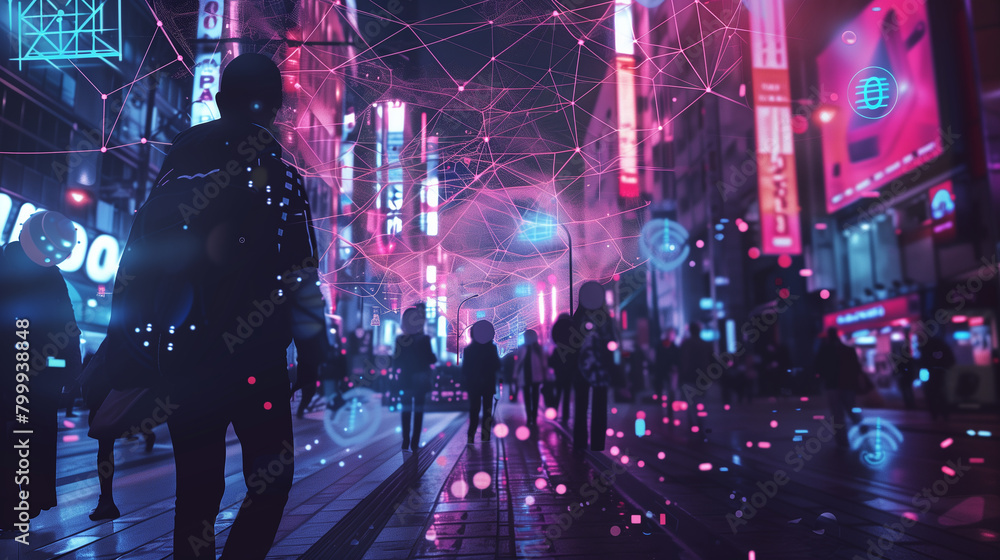 Poster a society where universal basic income is facilitated by automated wealth distribution systems power