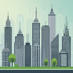 Fototapeta premium city skyline in the city with towers