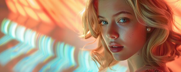 Artistic composite featuring pretty blonde woman with 1960s retro or vintage vibe. - Powered by Adobe