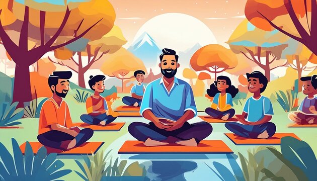 A teacher with a students teaching the Yoga 