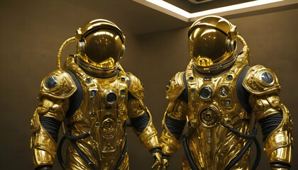 Fototapeta premium Golden space suit for astronauts, High resolution