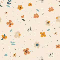 seamless Floral Pattern Design on Cream Background