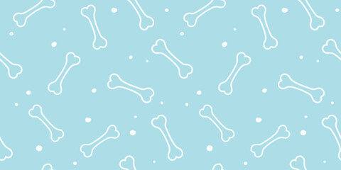 Dog bone seamless pattern vector illustration. Animal, pet, wallpaper, blue, background