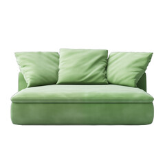 Green velvet sofa isolated on white background 3D rendering
