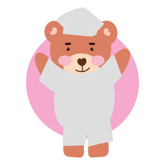 Hand drawn vector illustration of a cute baby bear. baby bear with piyama isolated on white background. bear cartoon