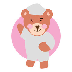 Hand drawn vector illustration of a cute baby bear. baby bear with piyama isolated on white background. bear cartoon