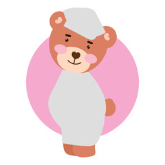 Hand drawn vector illustration of a cute baby bear. baby bear with piyama isolated on white background. bear cartoon