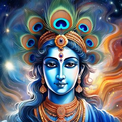 Lord Krishna face digital art