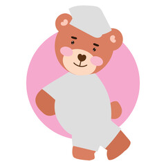 Hand drawn vector illustration of a cute baby bear. baby bear with piyama isolated on white background. bear cartoon
