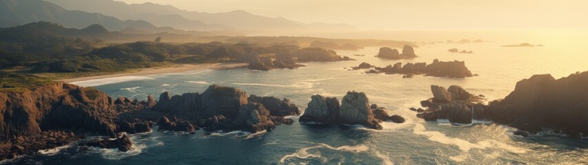 Obraz premium Dramatic Coastal Landscape at Sunset