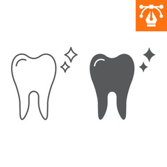 Tooth line and glyph icon, outline style icon for web site or mobile app, dentistry and healthcare, healthy teeth vector icon, simple vector illustration, vector graphics.