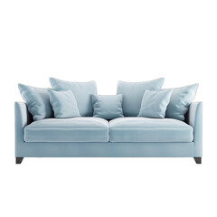 Light blue modern sofa isolated on white background 3d rendering clipping path included