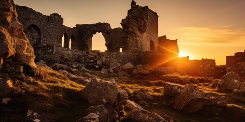 Majestic Sunset Over Ancient Ruins