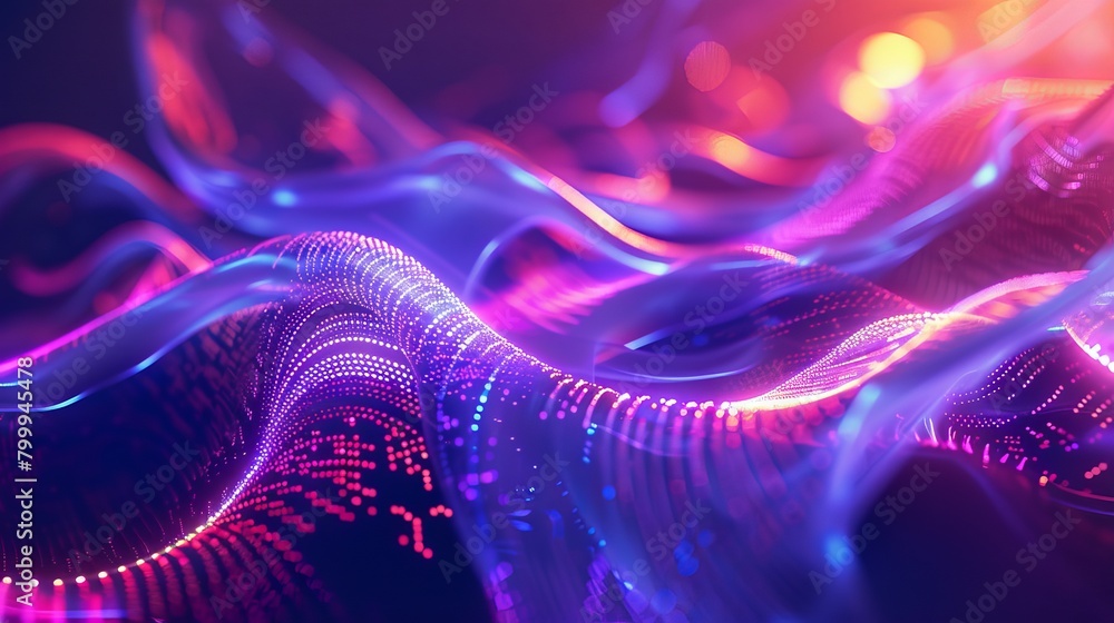 Poster vibrant abstract background: futuristic tech patterns and geometric shapes in dynamic motion - ideal
